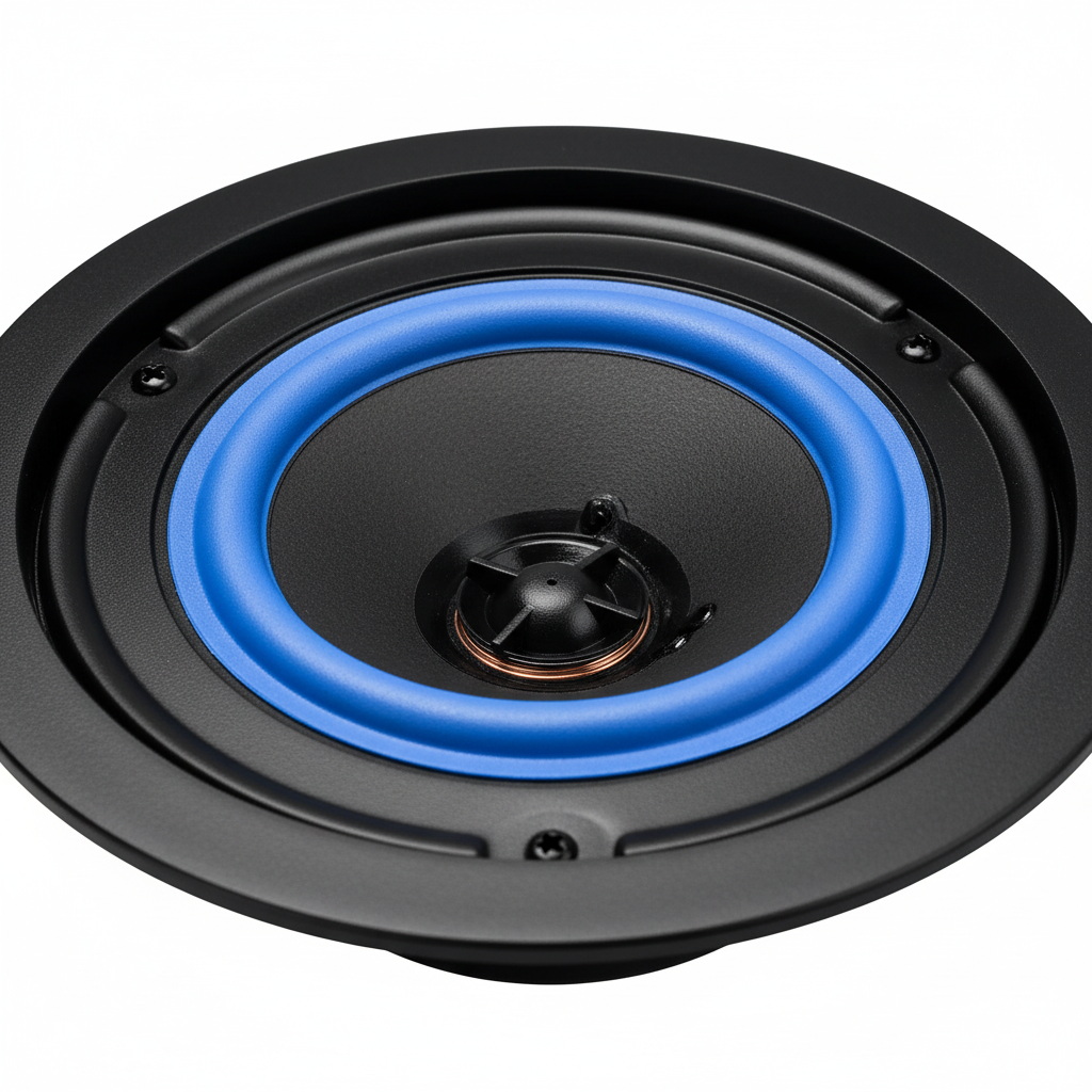 Close-up of Herdio ceiling speaker components showcasing premium quality construction and materials
