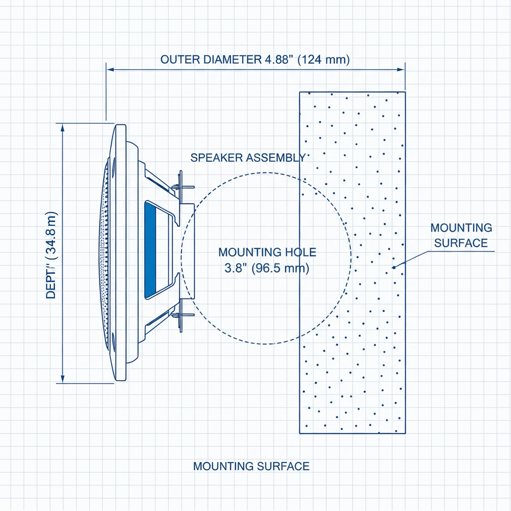 Herdio marine speakers installation diagram with dimensions and mounting specifications