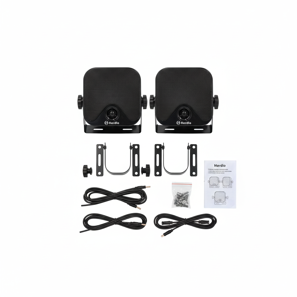 Herdio marine speaker package contents accessories mounting hardware included
