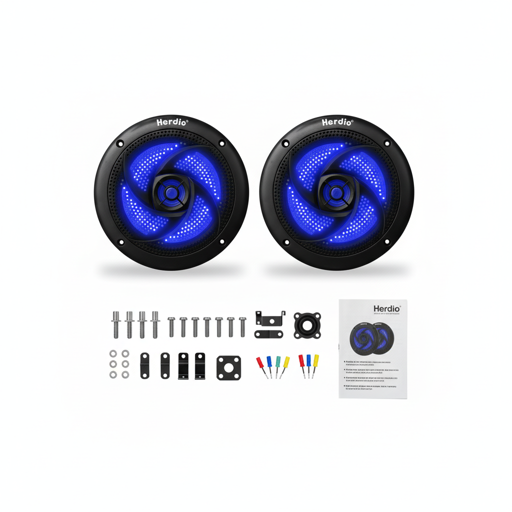 Herdio marine speakers complete package with grilles and mounting hardware