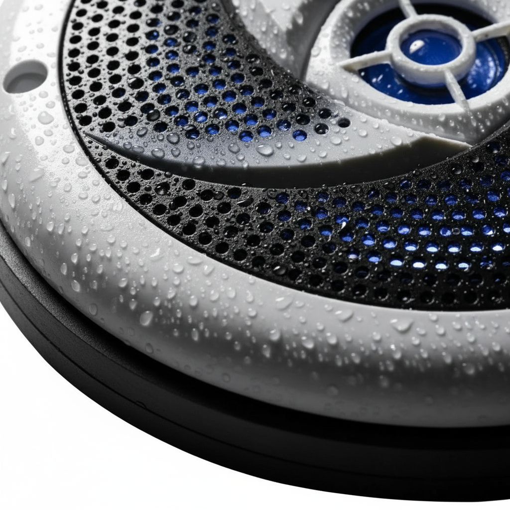 Herdio marine speakers LED lighting and waterproof detail close-up view