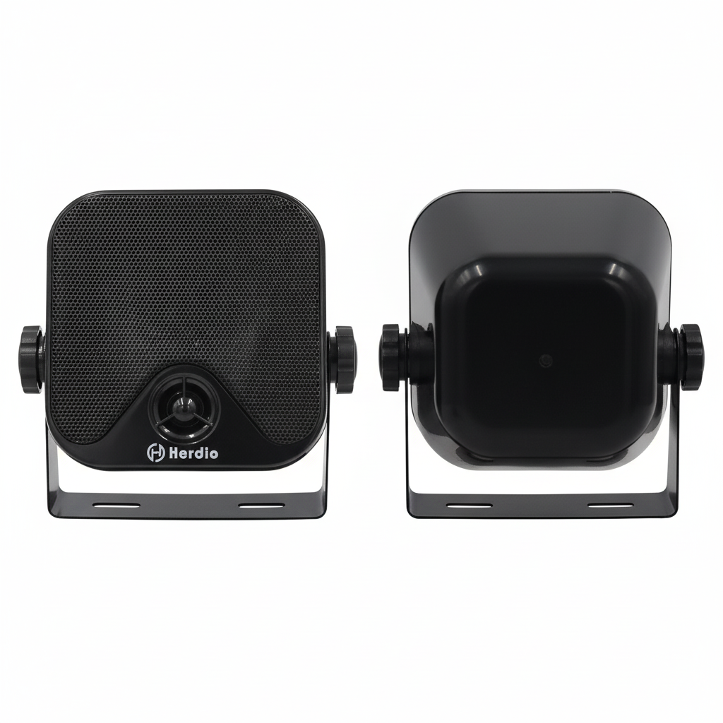 Herdio 4 inch marine speakers HMS-61 120W waterproof boat speakers with mounting brackets white background
