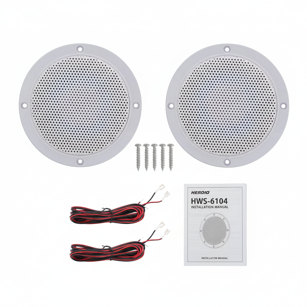 Herdio marine speakers package contents - complete installation kit included