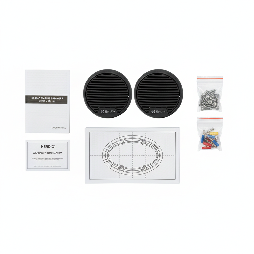 Herdio marine speakers package contents what's included in the box