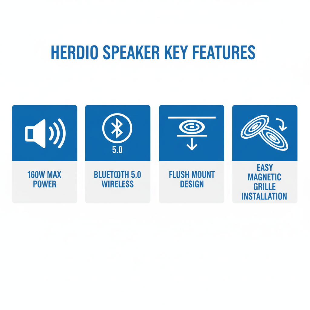 Herdio ceiling speakers key features 160W power output and Bluetooth 5.0 wireless connectivity