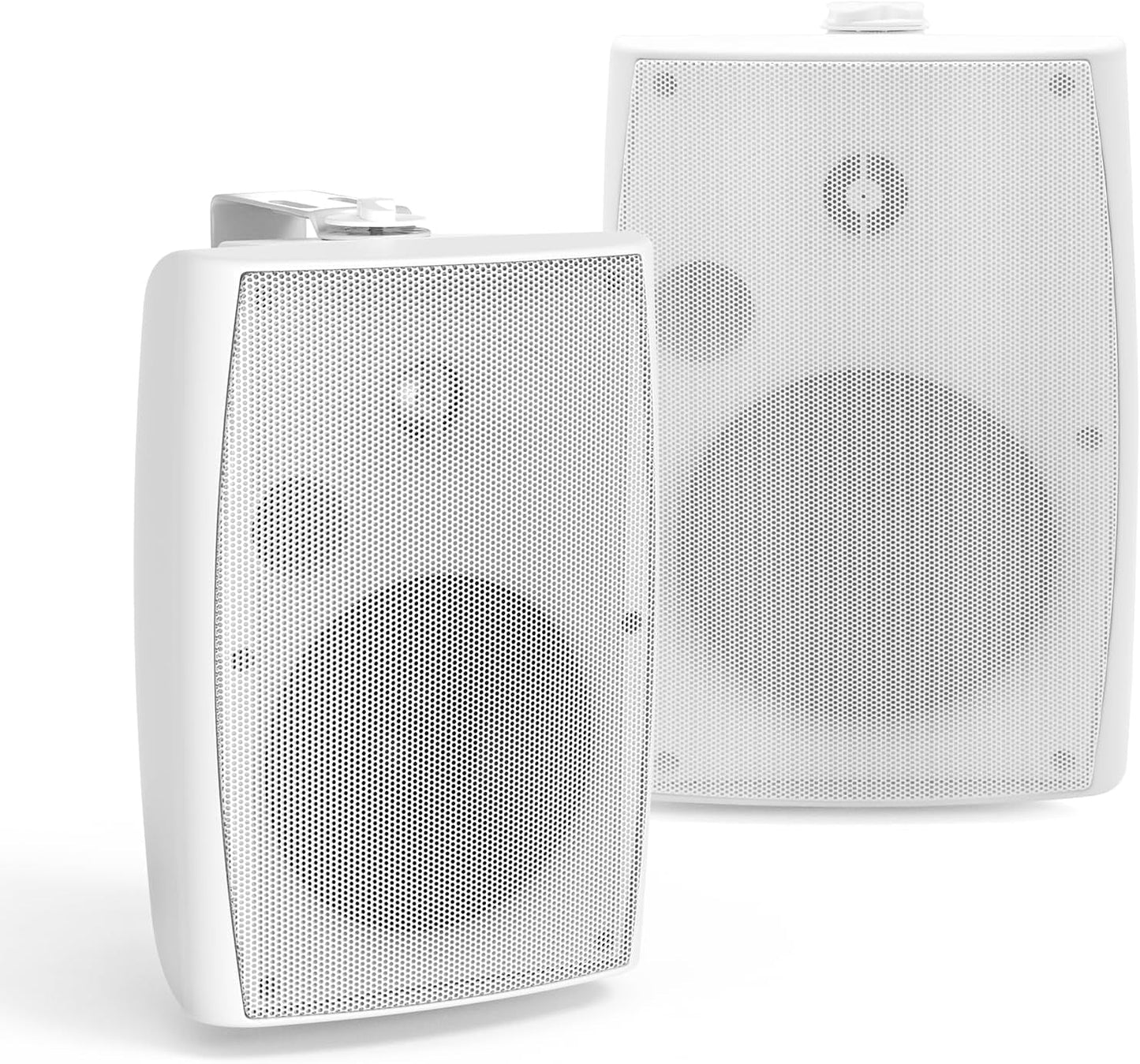 Masteronly 5.25" Passive Outdoor Speakers Waterproof Wired, 300W Wall Mount Speakers with Superior Sound,Dual Swivel Brackets for Patio/Deck/Backyard (Pair, Black)