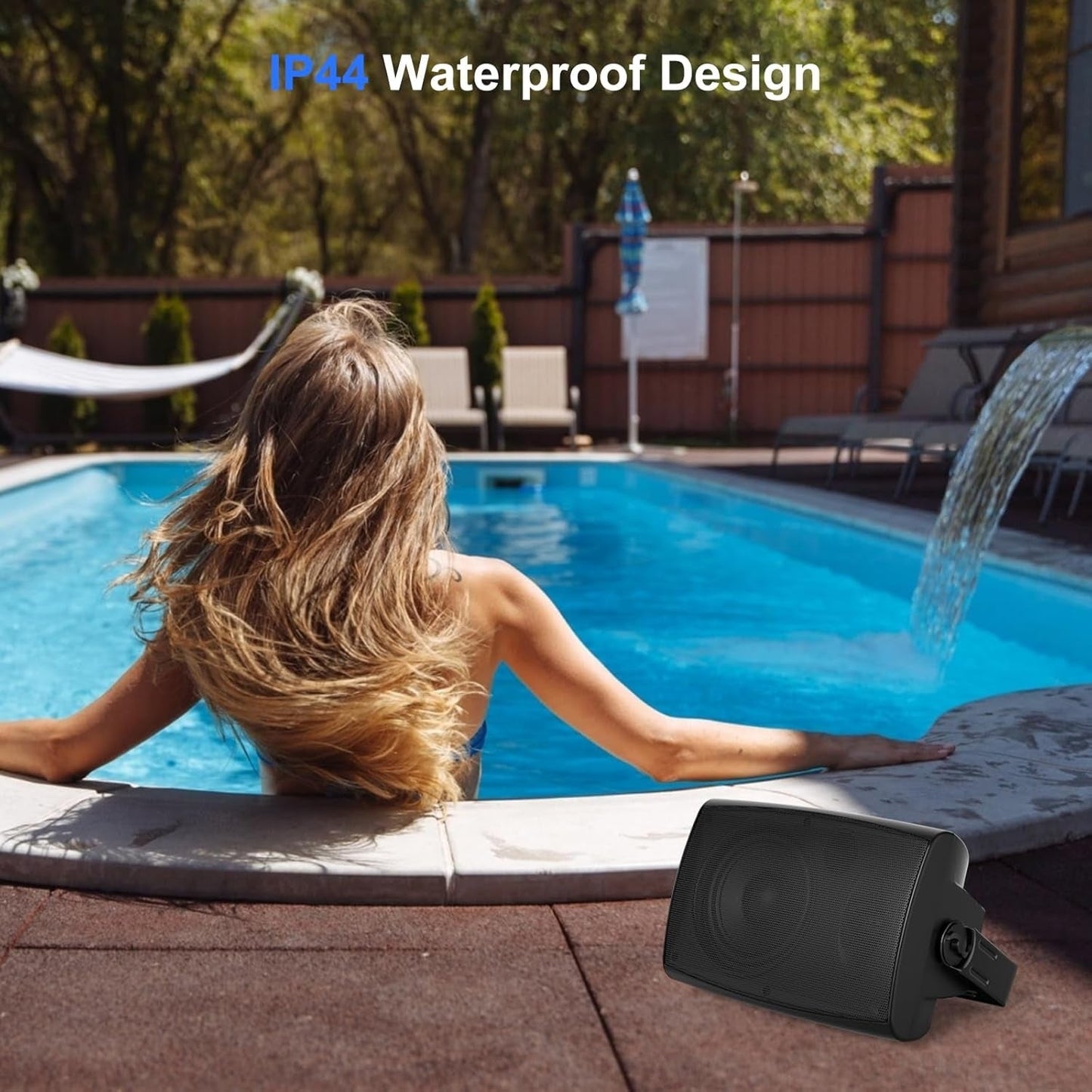 Masteronly 4" Indoor Outdoor Passive Speakers IP66 Waterproof with Powerful Bass, 2-Way Wall Mount 200W - HOS402