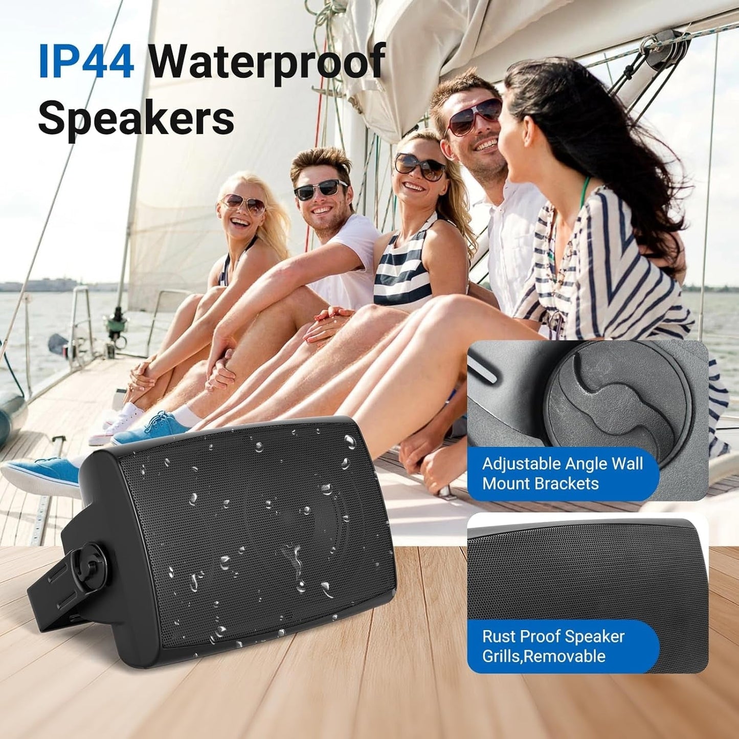 Masteronly 4"Indoor Outdoor Bluetooth Speakers IP66 Waterproof with Powerful Bass, 2-Way Wall Mount 200W - HOS402BT