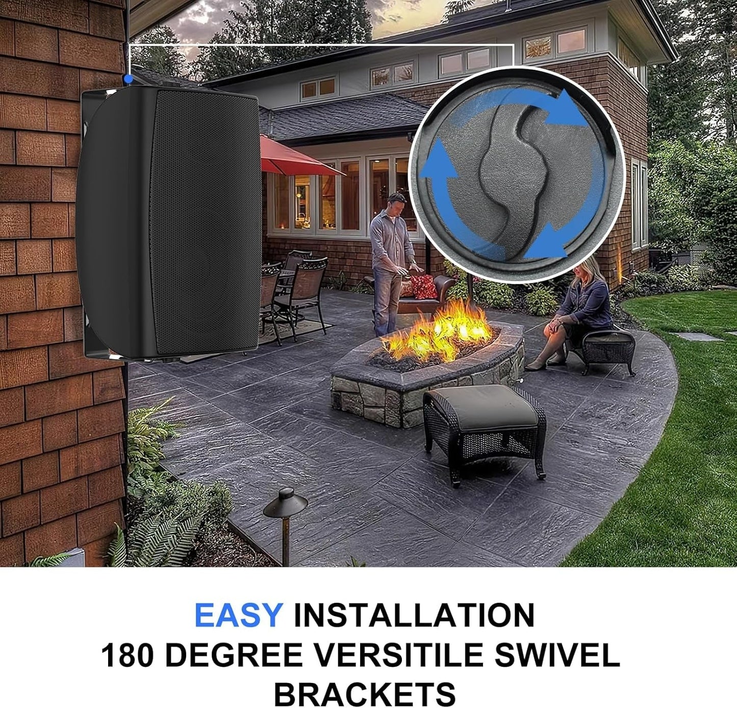 Masteronly 4" Indoor Outdoor Passive Speakers IP66 Waterproof with Powerful Bass, 2-Way Wall Mount 200W - HOS402
