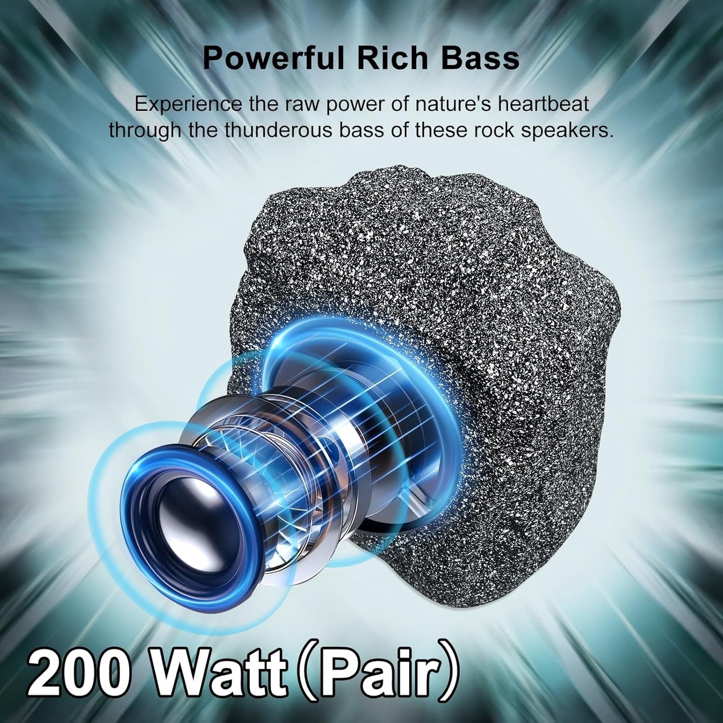 Masteronly 4" Outdoor Bluetooth Rock Speakers 200W IPX7 Waterproof - Pool Patio Garden Audio (Pair)